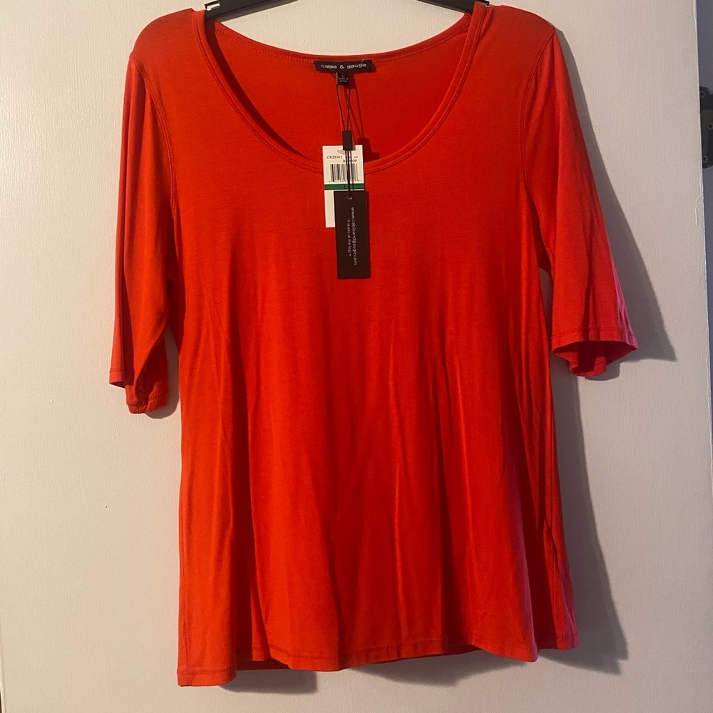 Red Cable & Gauge, Elbow Length Top